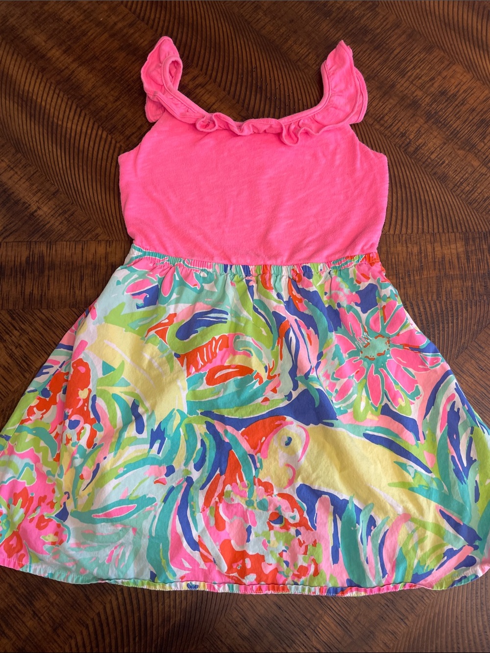 Lilly Pulitzer Hot Pink Tank Dress with Multicolor Floral Design